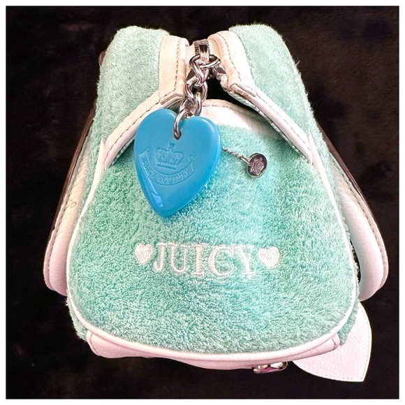 Vintage Juicy Couture Y2K Terry Mini Bowler Bag Purse Mint Green White NEW - Picture 9 of 16